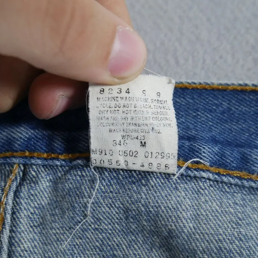 Vintage Y2K Levis 550 Relaxed Fit 33 x 30 Paint Thrashed Blue Jeans Mens FLAW